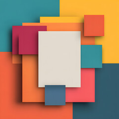 Fototapeta premium Colorful abstract geometric paper-cut layered background 