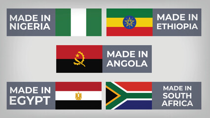 Illustration Vector Featuring South Africa, Angola, Nigeria, Ethiopia and Egypt Identities