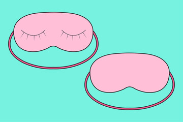 Pink Color Sleep Eye Mask Fashion Flat Sketch Template CAD Outline.