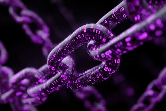 Purple chain links, digital code