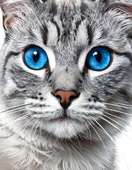 Close-up of a gray cat's face