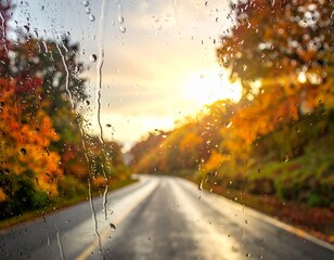 Clean raindrops on the car window, AI Generated image