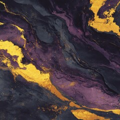 Naklejka premium Abstract marbled design with deep hues of dark purple, navy, and gold