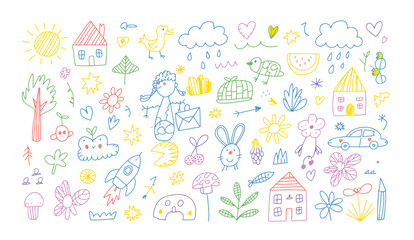 Fototapeta premium Whimsical hand-drawn doodles bursting with childlike wonder and imagination