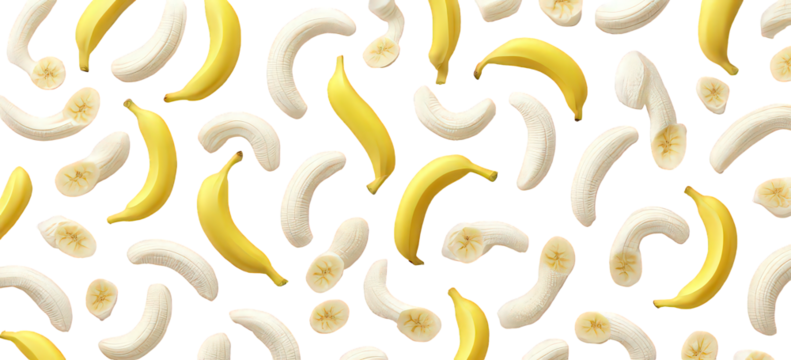 Yellow And White Bananas Pattern On Black Background