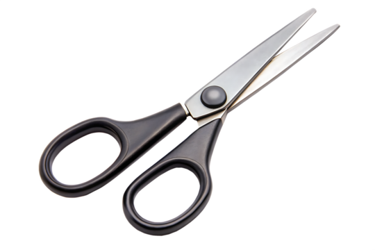  black scissors for creative cutting isolated on white background ,PNG. AI Generated.