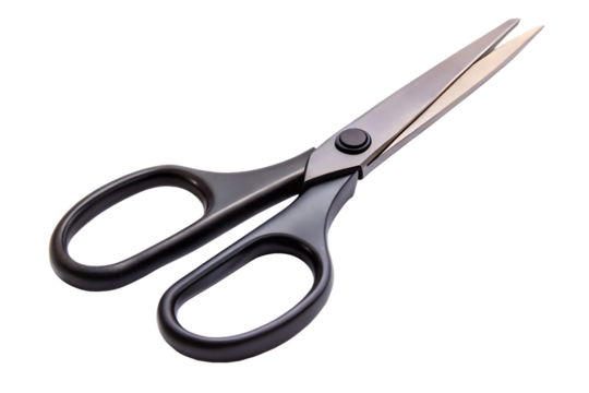  black scissors for creative cutting isolated on white background ,PNG. AI Generated.