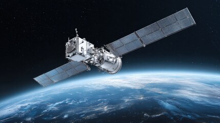 Obraz premium satellite orbiting earth in space