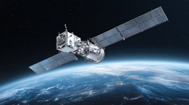 satellite orbiting earth in space