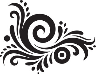 Swirling Floral Vector Ornament with Elegant Curves on Transparent Backdrop for Decoration