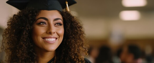 The graduate with a bright smile celebrating academic achievement and success.