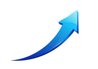 Bright blue upward arrow symbolizing growth success and positive trend transparent background