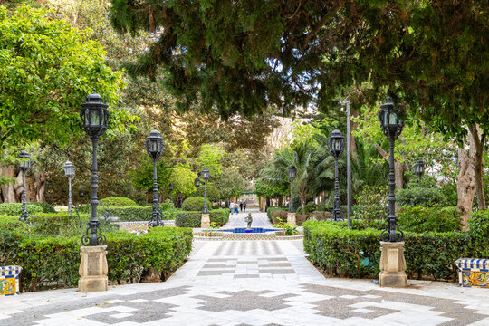 Fototapeta Cadiz, Spain - April 16, 2025: Streets of the historic center of Cadiz during the Holy Week festivities in Cadiz, Spain