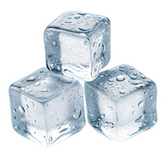 Close up photography of water droplets on transparent ice cubes isolated against black background