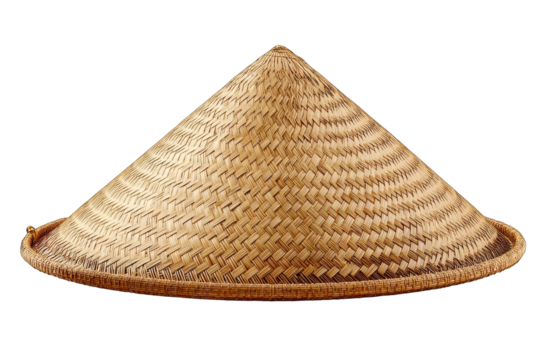 Conical straw hat, woven