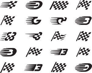 Dynamic Checkered Flag Racing Finish Line Motion Effect Collection Seamless Background Vector