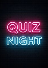 Obraz premium Quiz Night Neon Sign Brick Wall lights
