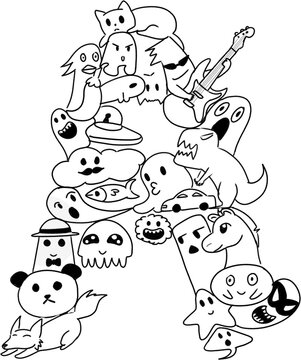 "A" abjad cartoon doodle