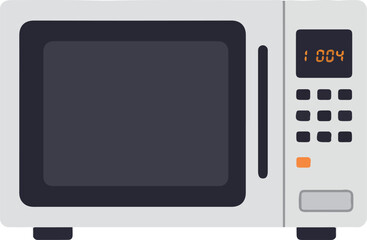 Obraz premium Microwave oven displaying 004 on digital clock. Perfect for kitchen appliance themes in home decor projects and culinary designs.