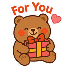 Fototapeta premium Cute bear with a gift, perfect for celebrations.
