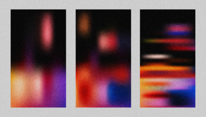 Abstract Dark Moody Triptych: Blurry Colorful Gradient Textures