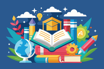 illustration of a book and books