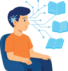 Brain-chip implant helping in learning Illustration