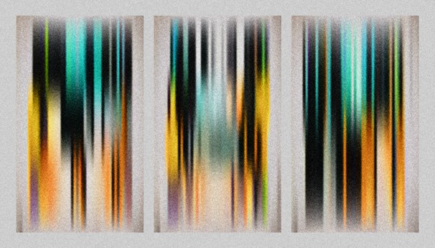 Abstract Vertical Stripes: Teal, Orange, and Black Modern Art Print - Powered by Adobe