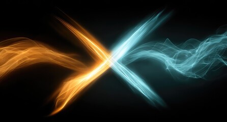 Fiery orange and icy blue energy clash