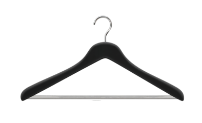 Black coat hanger, smooth, curved