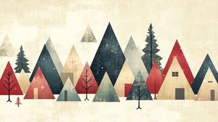Scandinavian Minimalist Holiday Trees New Year Design with Neutral Tones