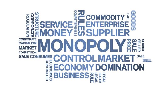 Monopoly animated word cloud-text design animation tag kinetic typography seamless loop.