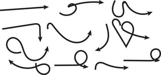 Black and white alphabet letter A to Z with arrow line silhouette symbol vector illustration set