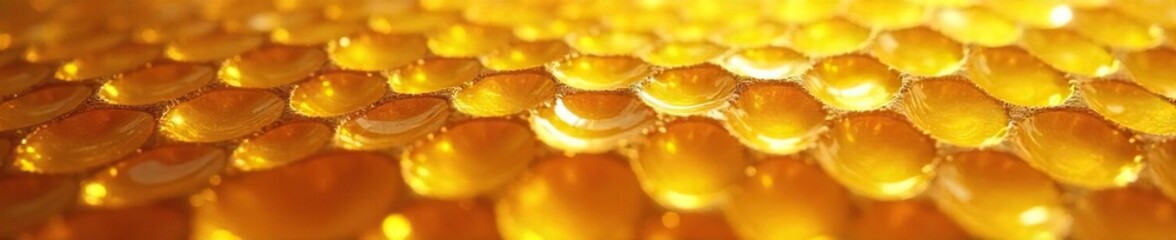 Close-up of golden honeycomb texture, luxurious and opulent, reflecting light Perfect for backgrounds or design elements evoking wealth and sophistication , rich, glossy