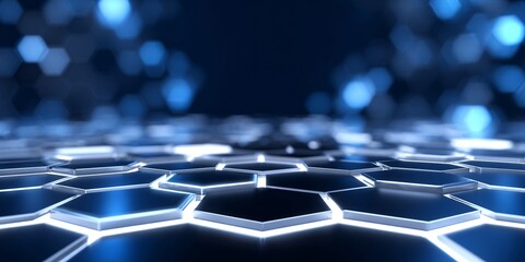 Glowing Hexagon Grid Futuristic Tech Background is a premium-quality stock image