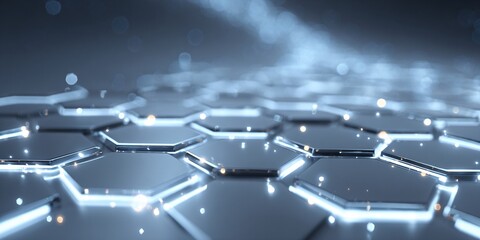 Glowing Hexagon Grid Futuristic Tech Background is a premium-quality stock image