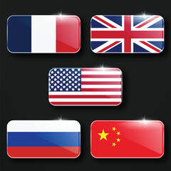 Illustration Vector Featuring USA, UK, China, Russia and France Identities