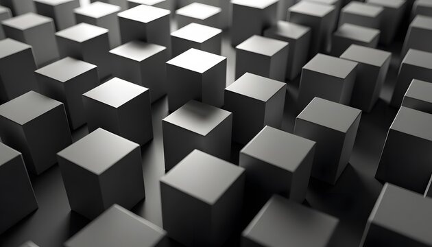 Fototapeta Abstract geometric 3D cubes in monochrome pattern