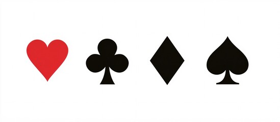 Different card suits isolated on white background