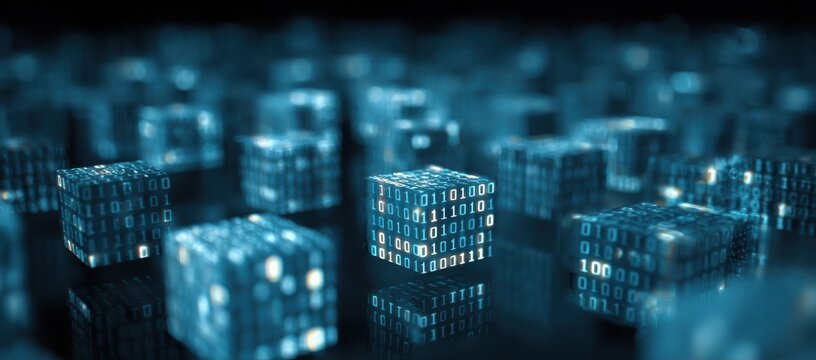 Digital Cubes Filled with Binary Code