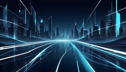 Futuristic city skyline with glowing lights