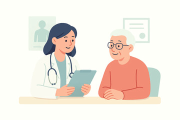 Doctor consulting elderly patient healthcare visit
