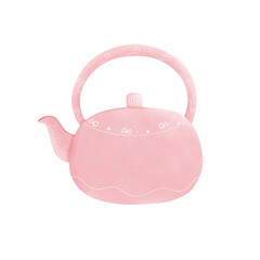 Pink Cute Teapot Illustration