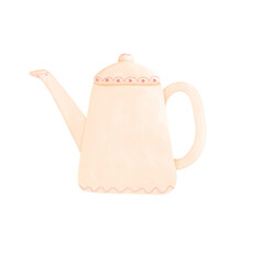 Pastel peach teapot with cute border design