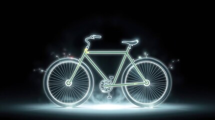Fototapeta premium Glowing Bicycle with Night, and Abstract.