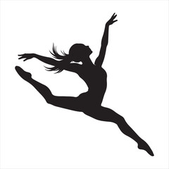 Graceful Silhouette of a Dancing Figure in Mid-Air, Celebrating Movement and Artistry