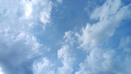 Stunning blue sky background with open air view of cloudscape. 