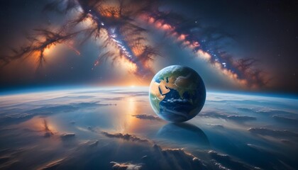 Earth and the Milky Way Galaxy in a stunning cosmic view.