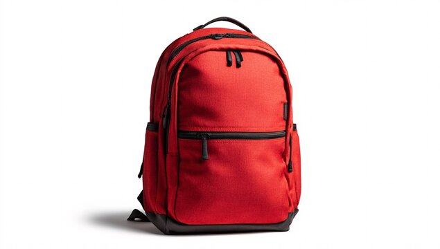 A vibrant red backpack with black accents displayed - Powered by Adobe