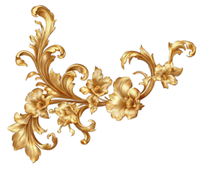 Ornate gold floral design on black